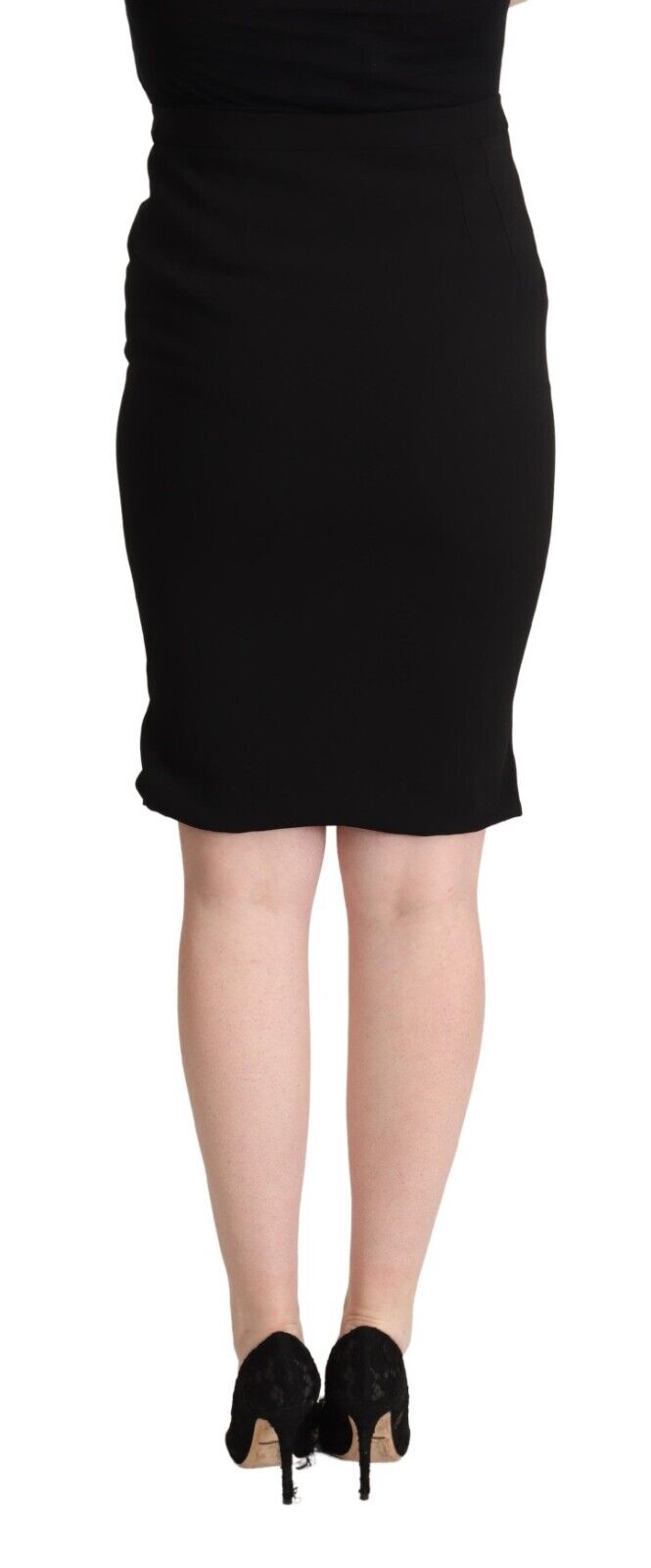 Dolce & Gabbana Black High Waist Knee Length Pencil Cut Skirt