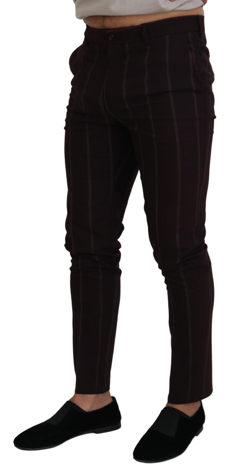 Dolce & Gabbana Brown Striped Men Trousers Cotton Pants