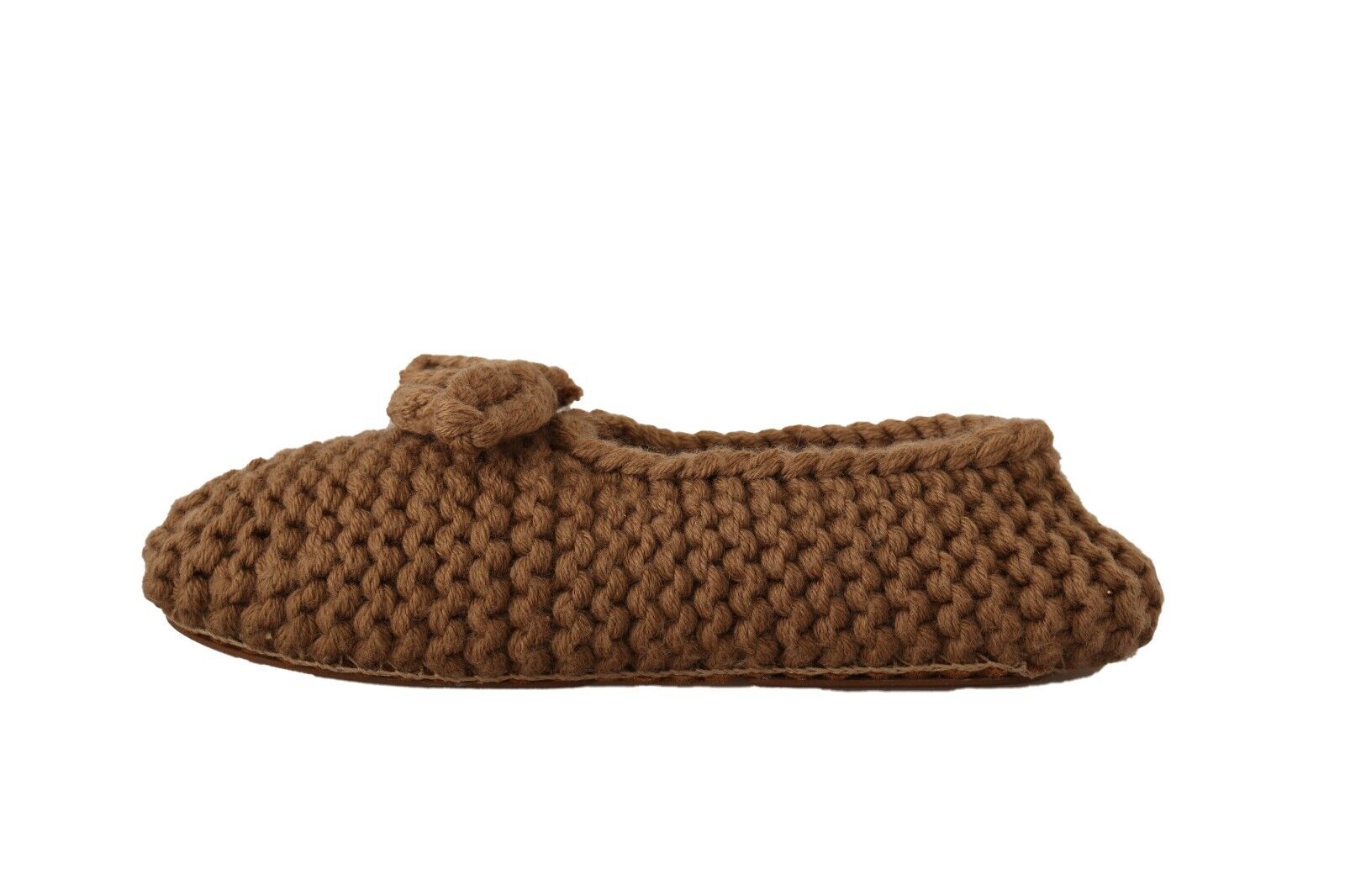 Dolce & Gabbana Brown Slip On Ballerina Flats Wool Knit Shoes