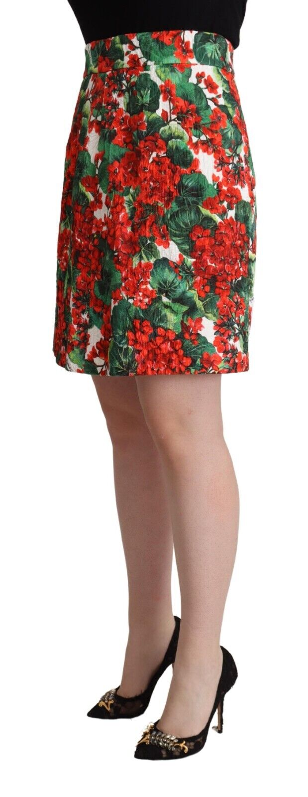 Dolce & Gabbana Multicolor Geranium Print Cotton A-line Skirt