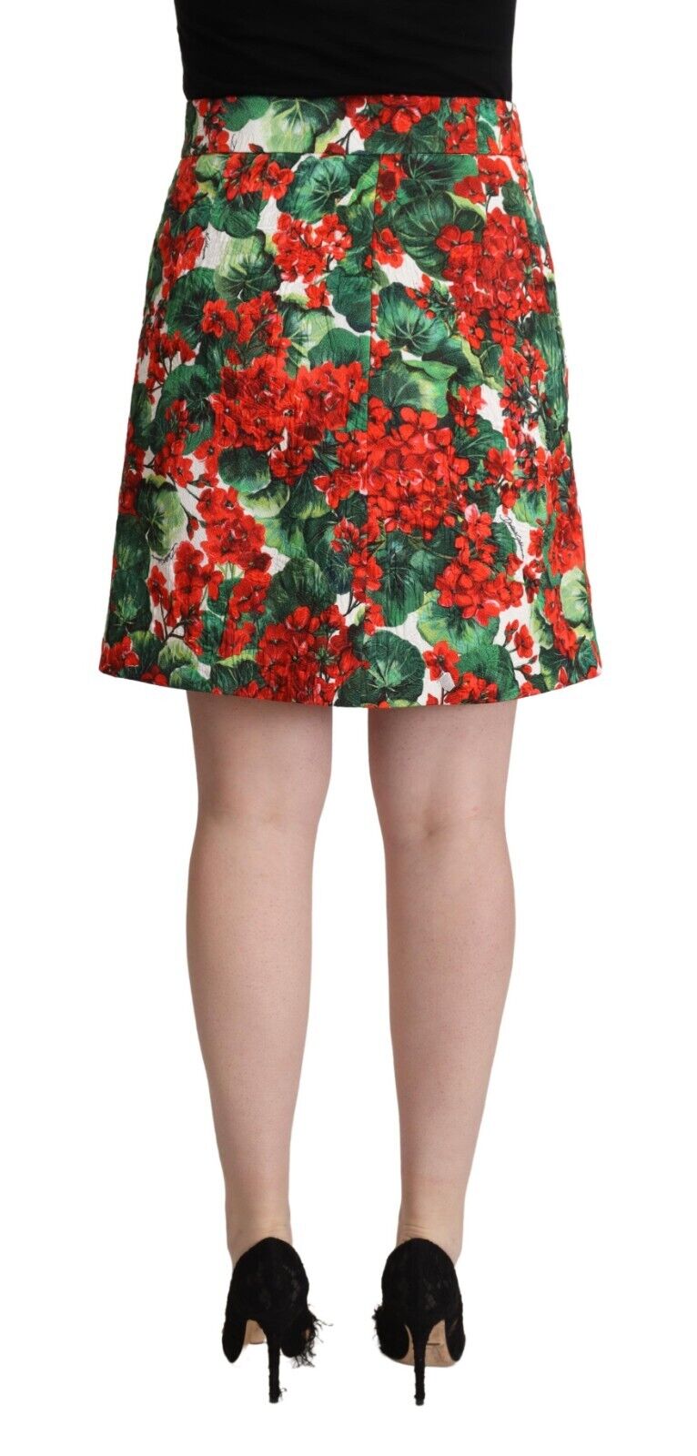 Dolce & Gabbana Multicolor Geranium Print Cotton A-line Skirt