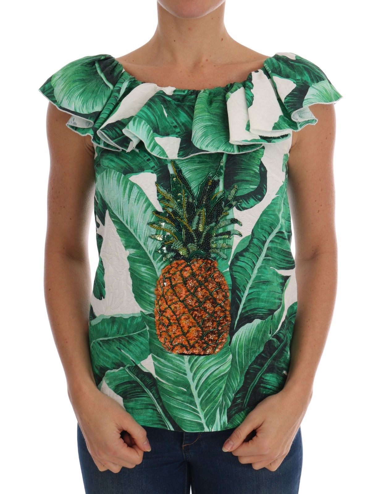 Dolce & Gabbana Pineapple Banana Sequins Blouse T-shirt