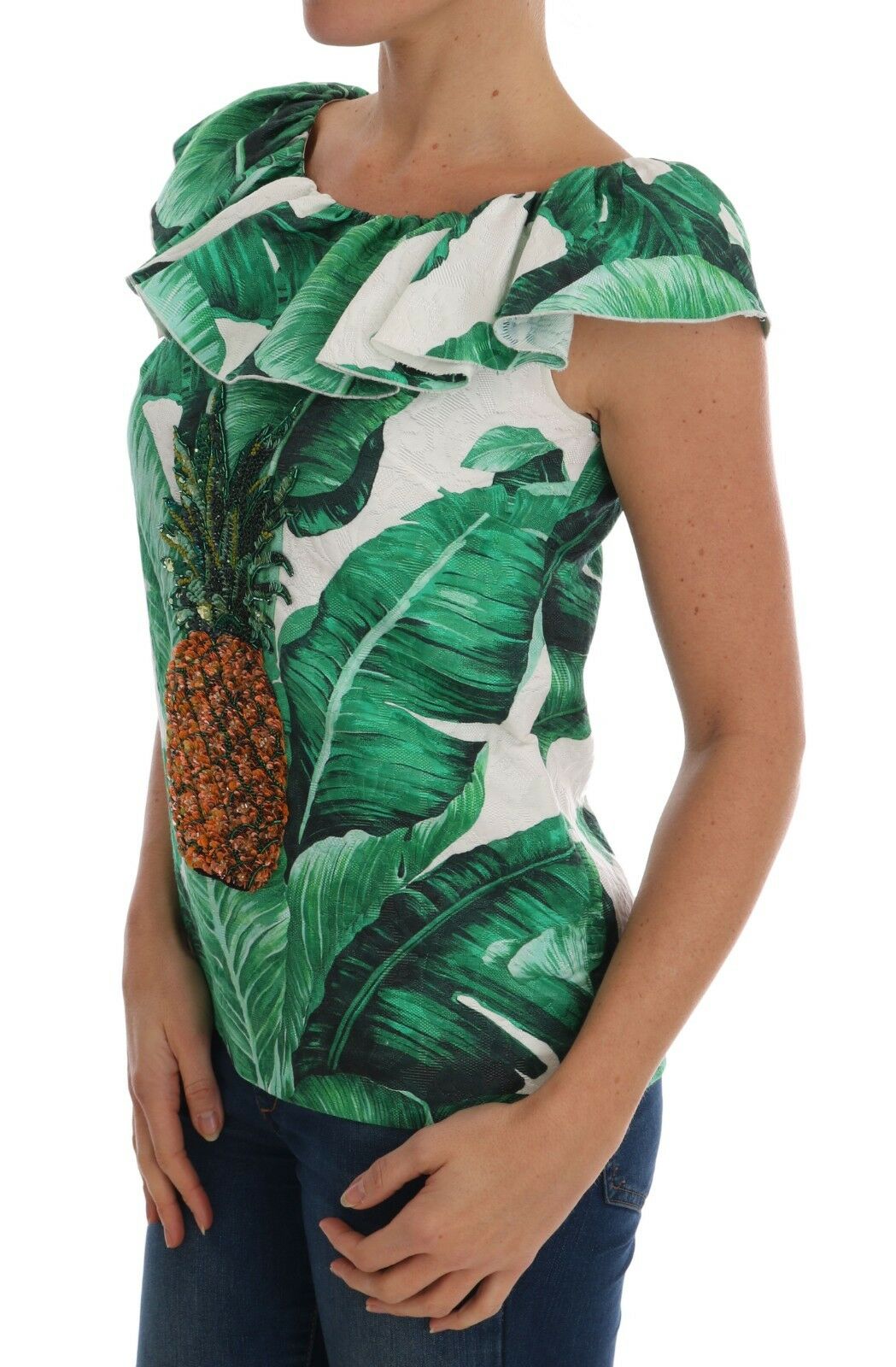 Dolce & Gabbana Pineapple Banana Sequins Blouse T-shirt