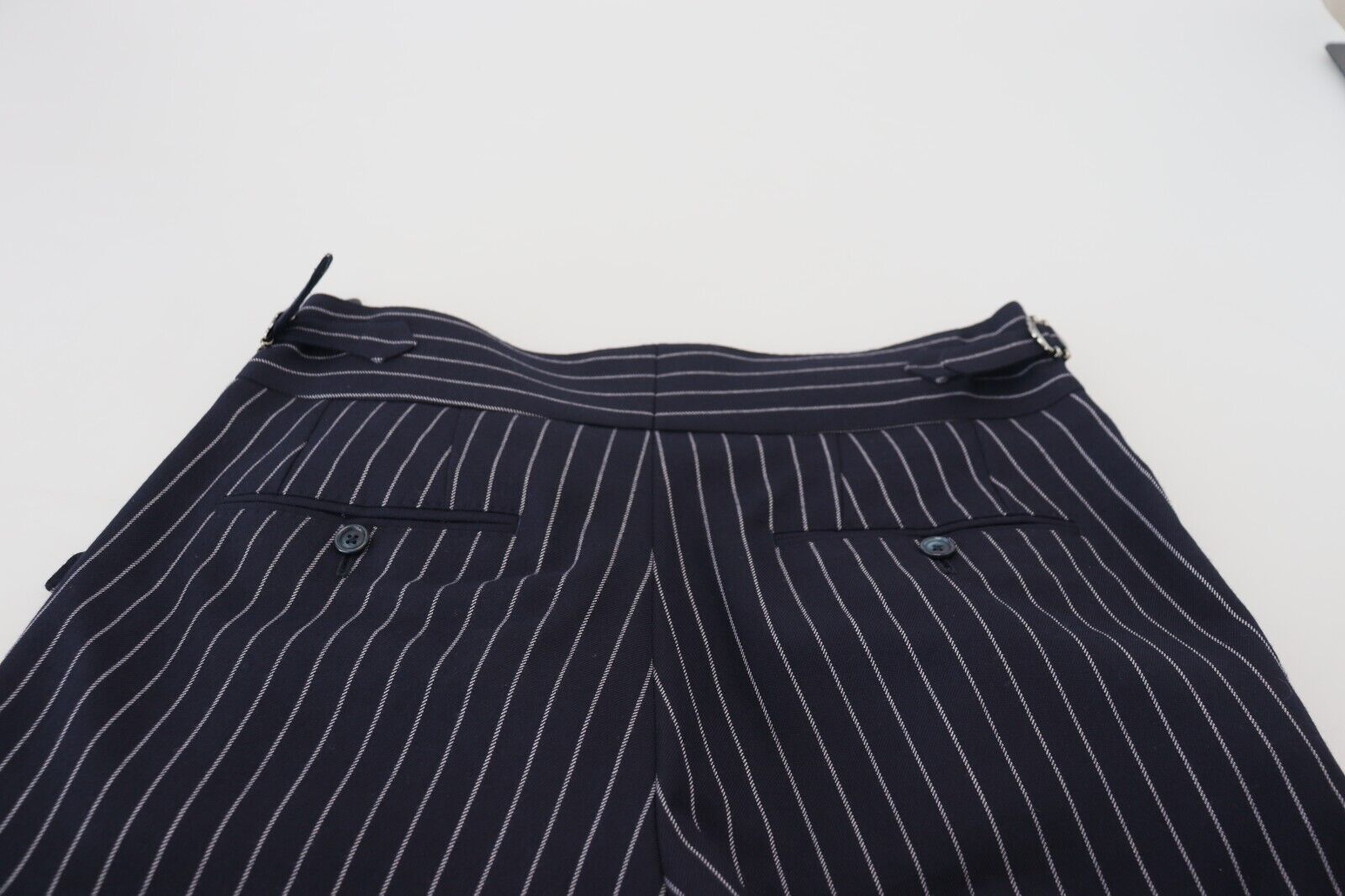 Dolce & Gabbana Blue Wool Striped Men Formal Trouser Pants