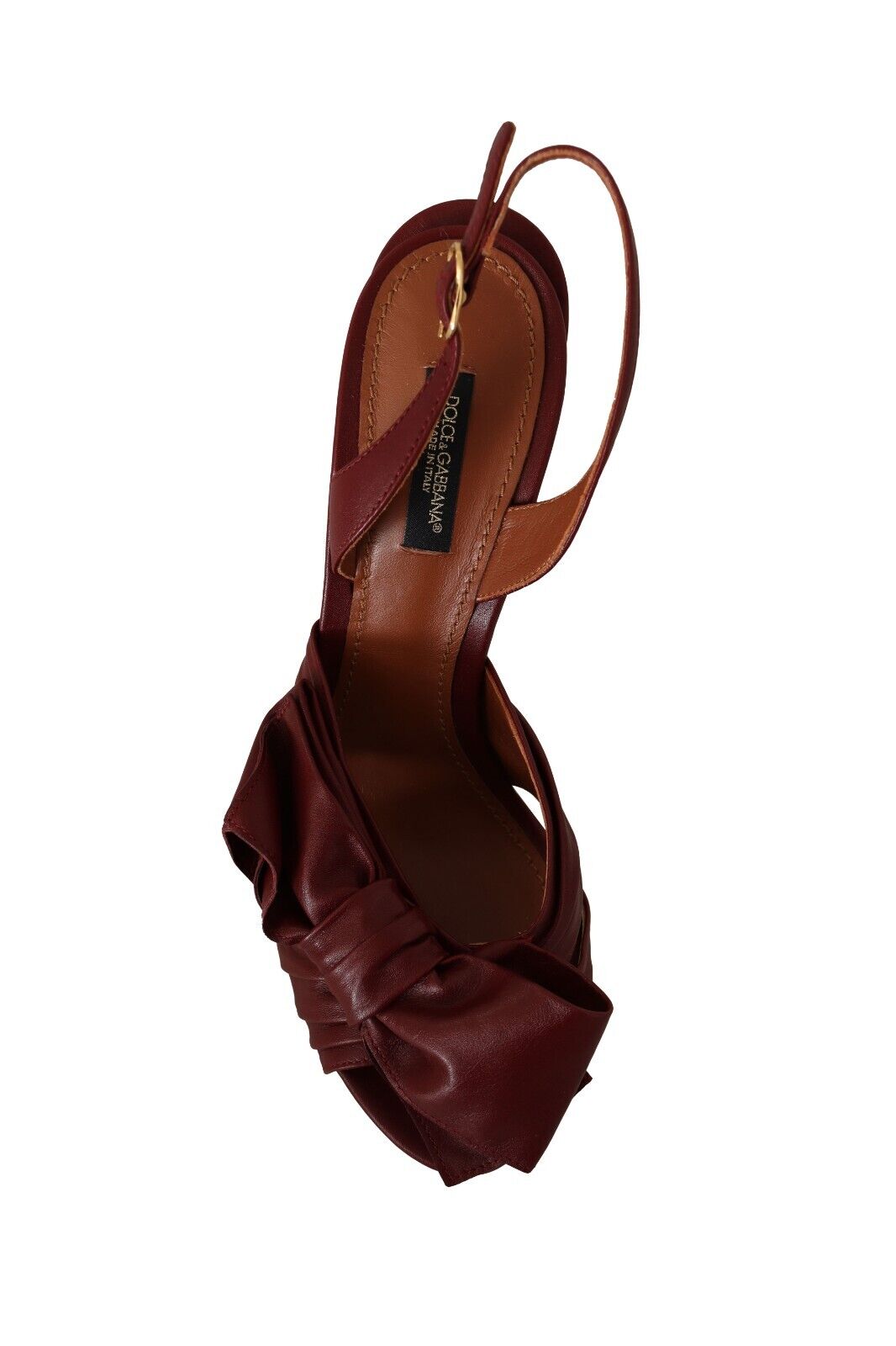 Dolce & Gabbana Bordeaux Leather Ankle Strap Heel Sandals Shoes