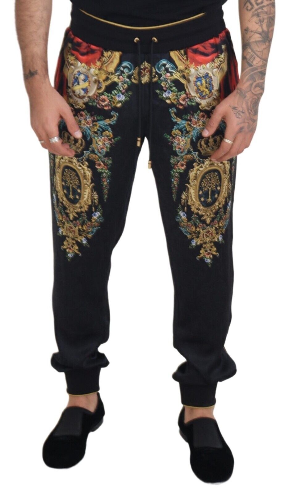 Dolce & Gabbana Black DG Albero Print Casual Jogger Pants