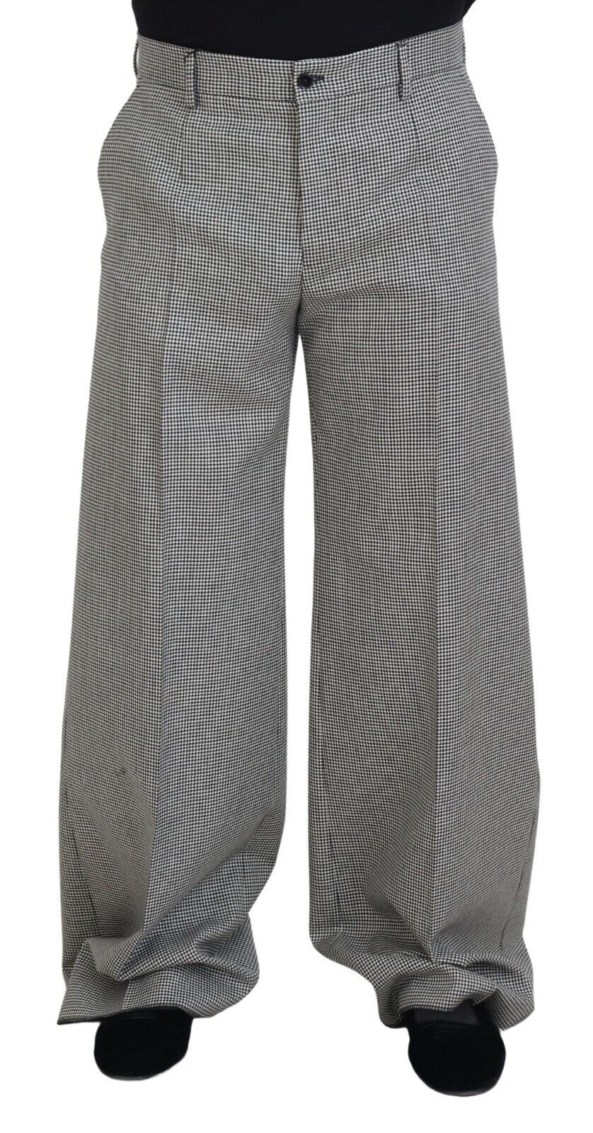 Dolce & Gabbana Black White Checked Men Wide Trouser Pants