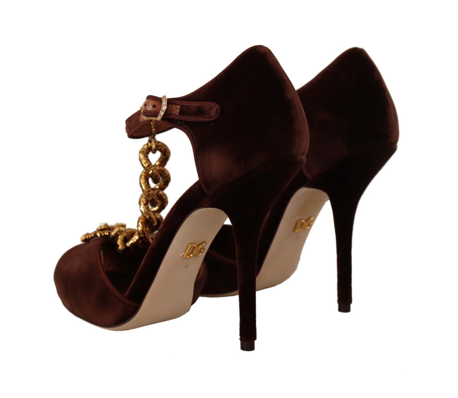 Dolce & Gabbana Maroon Velvet Devotion Heart Heels Sandals Shoes