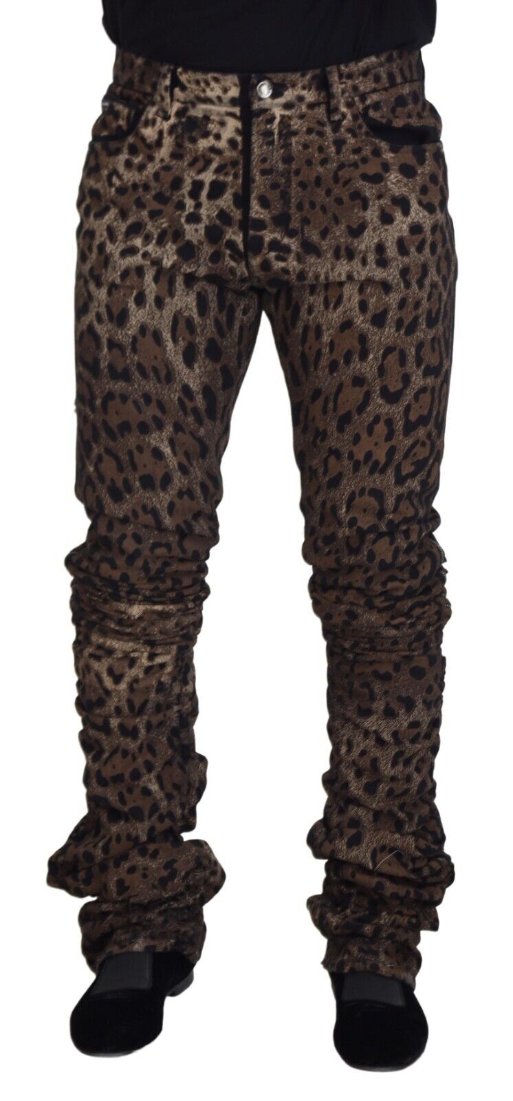 Dolce & Gabbana Multicolor Leopard Print Men Denim Cotton Jeans