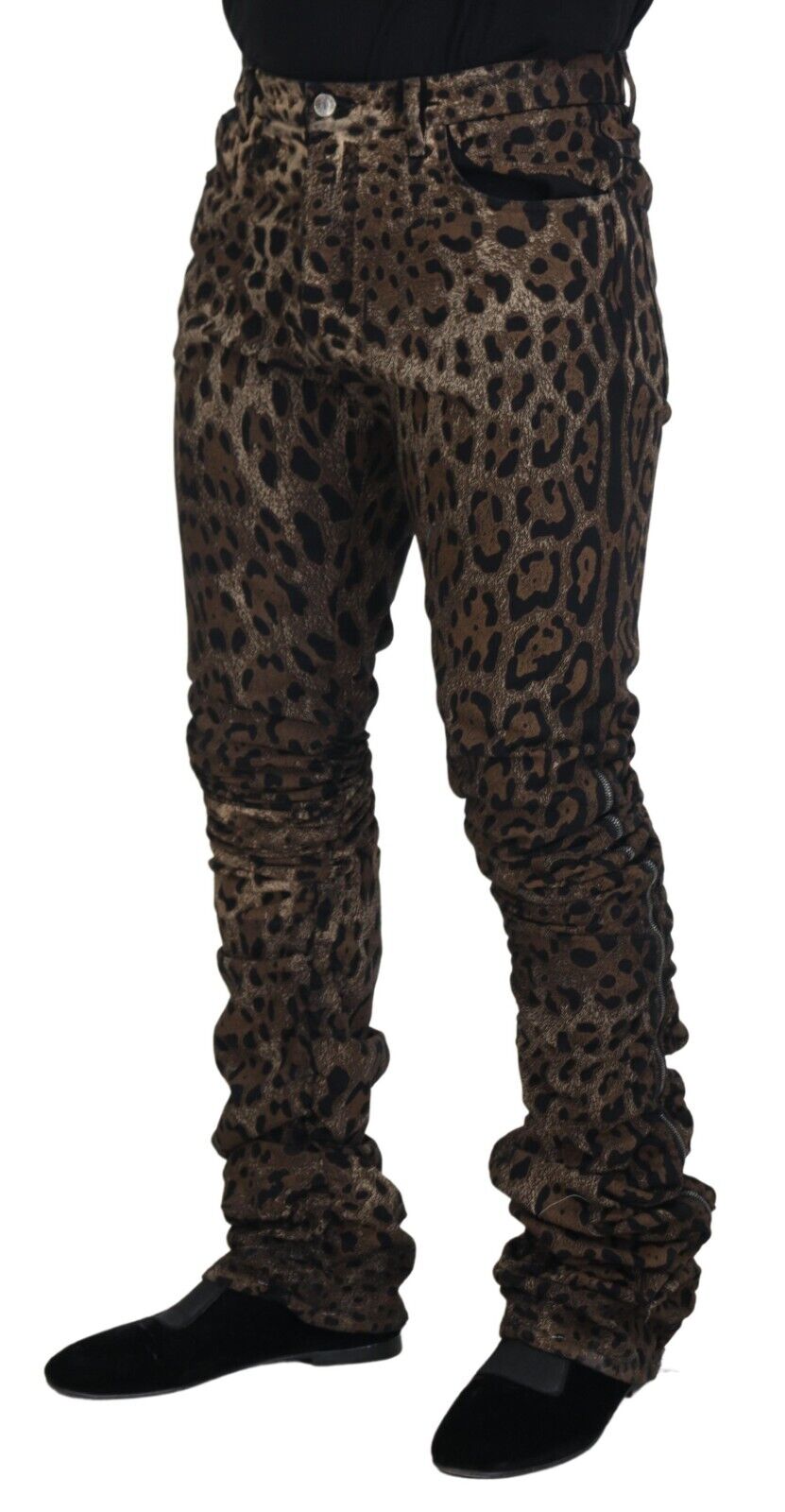 Dolce & Gabbana Multicolor Leopard Print Men Denim Cotton Jeans