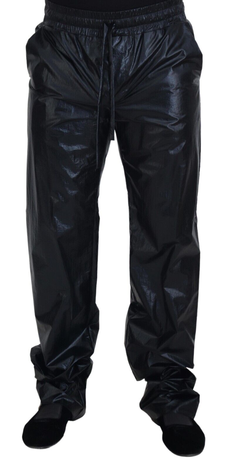 Dolce & Gabbana Black Shining Drawstring Trouser Nylon Pants