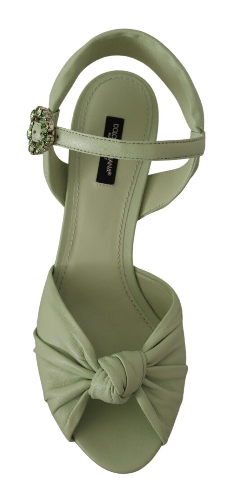 Dolce & Gabbana Green Crystal Ankle Strap Sandals Devotion Shoes