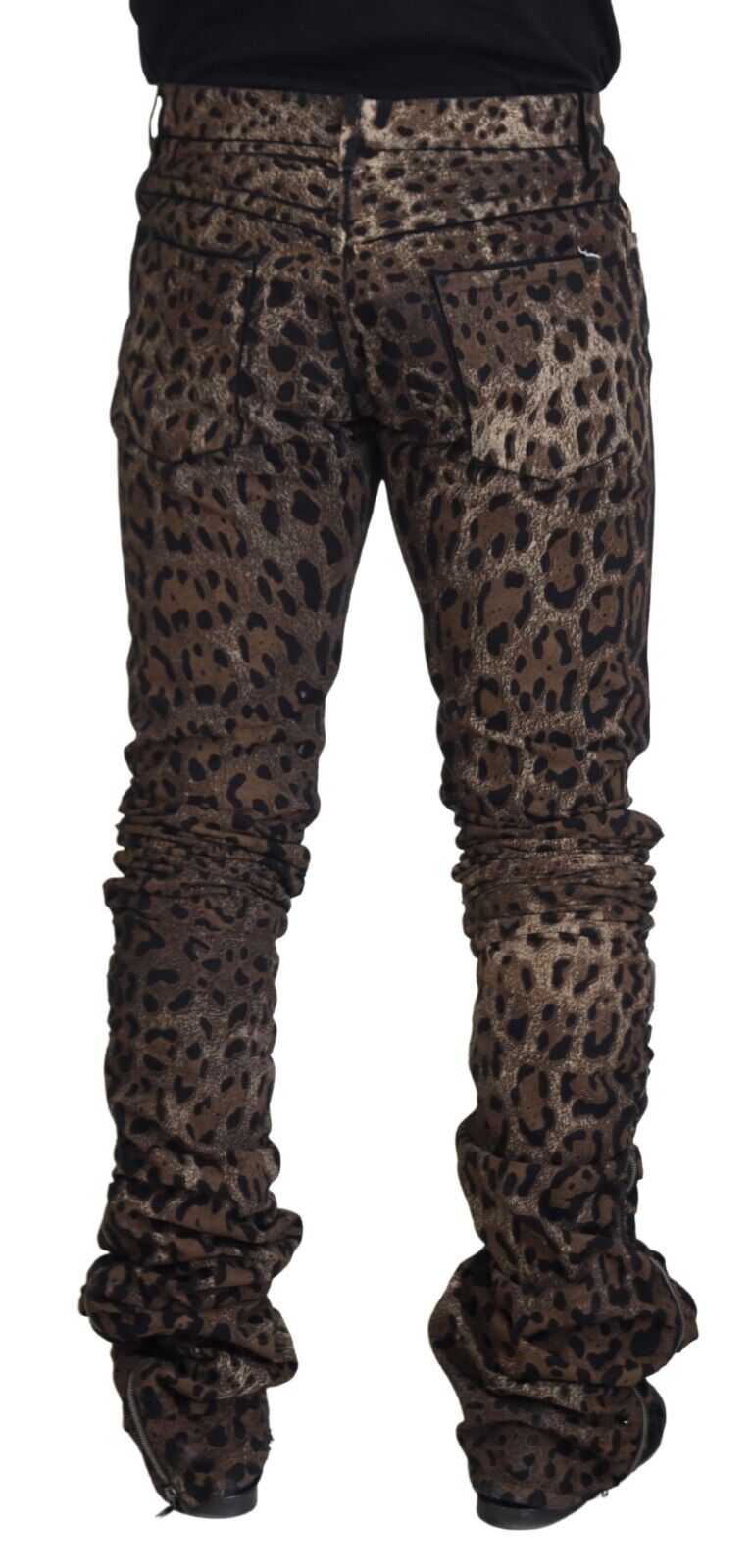 Dolce & Gabbana Multicolor Leopard Print Men Denim Cotton Jeans