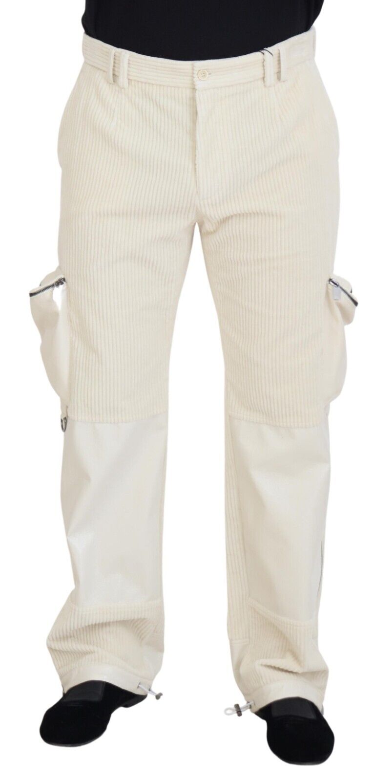 Dolce & Gabbana Off White Corduroy Zipper Pocket Trouser Pants