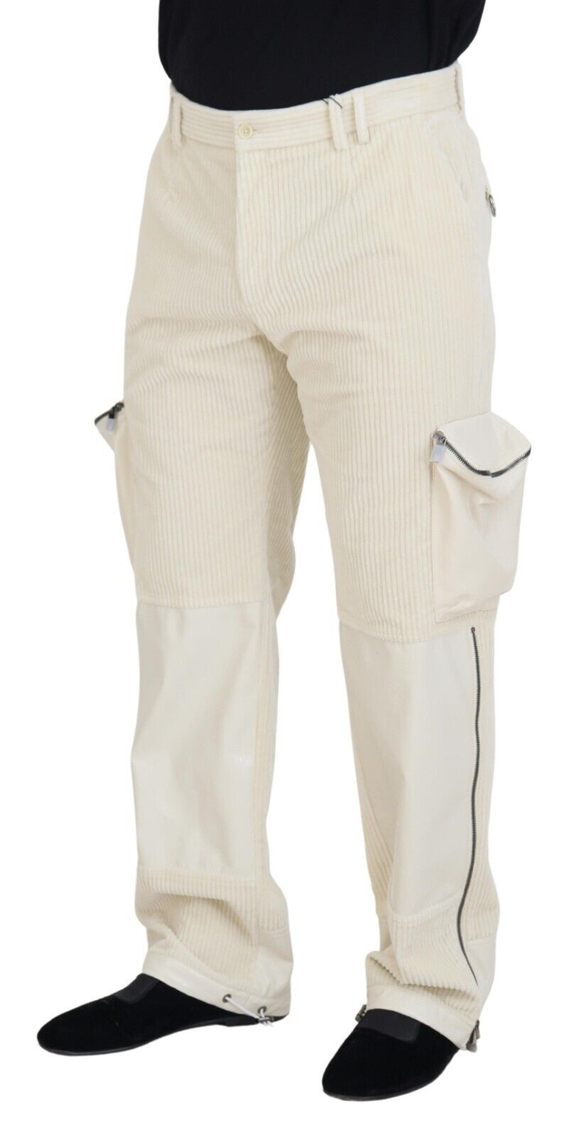 Dolce & Gabbana Off White Corduroy Zipper Pocket Trouser Pants