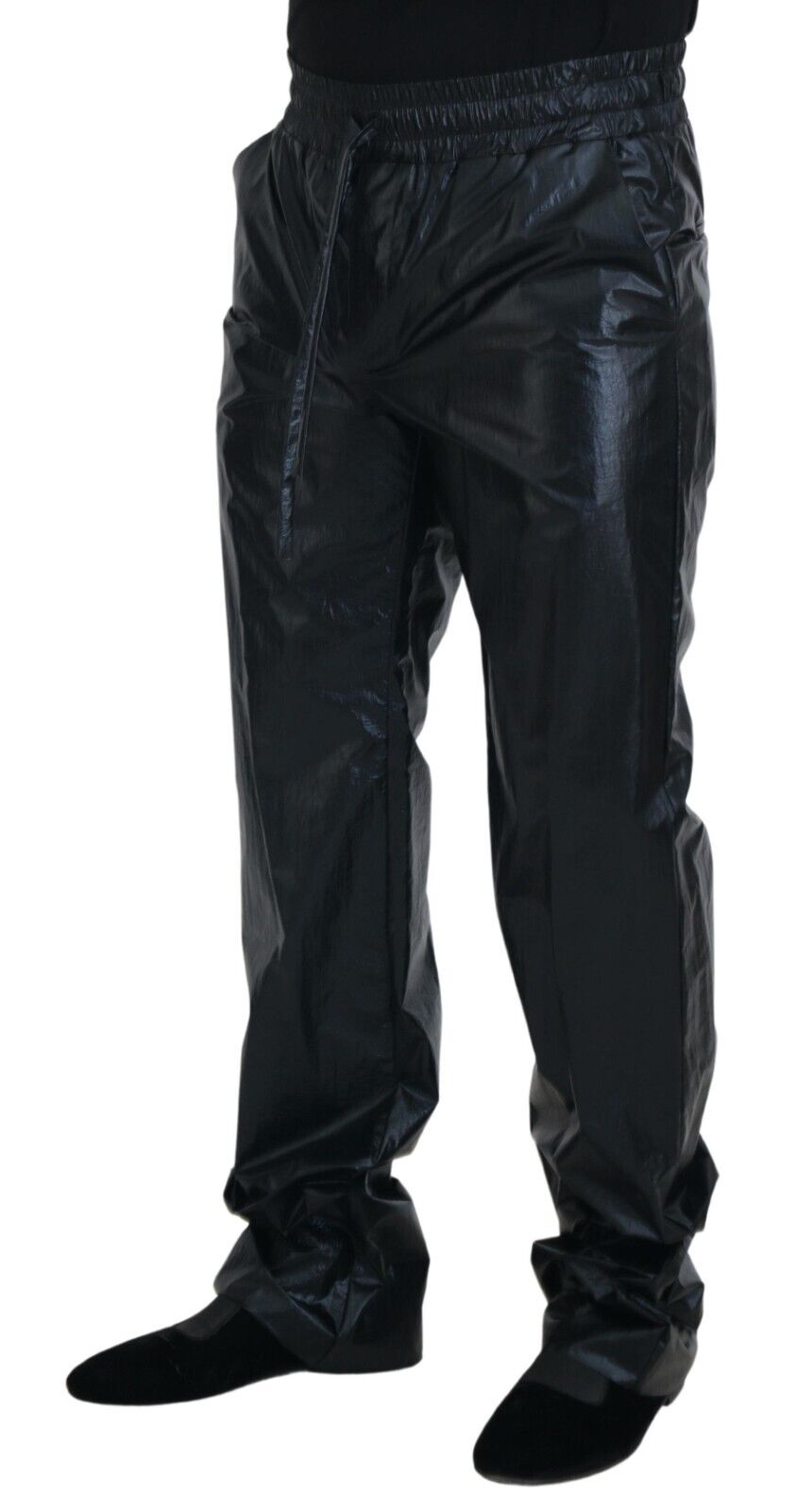 Dolce & Gabbana Black Shining Drawstring Trouser Nylon Pants