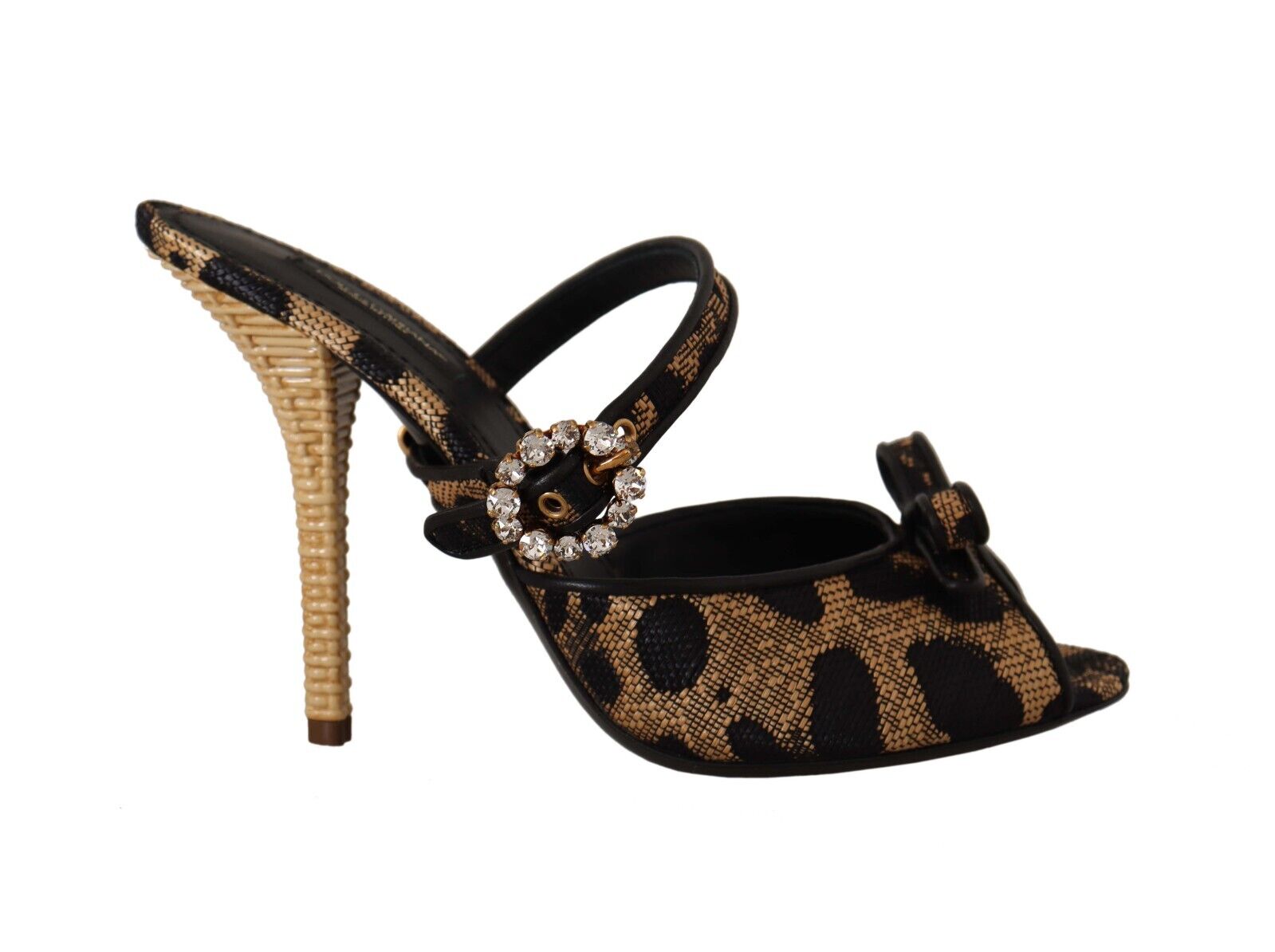 Dolce & Gabbana Multicolor Leopard Jacquard Crystal Sandals Shoes