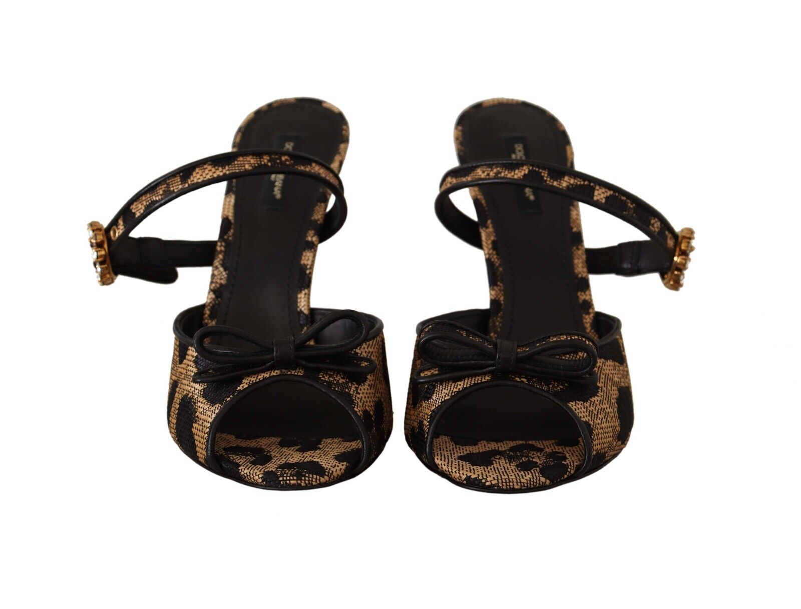 Dolce & Gabbana Multicolor Leopard Jacquard Crystal Sandals Shoes