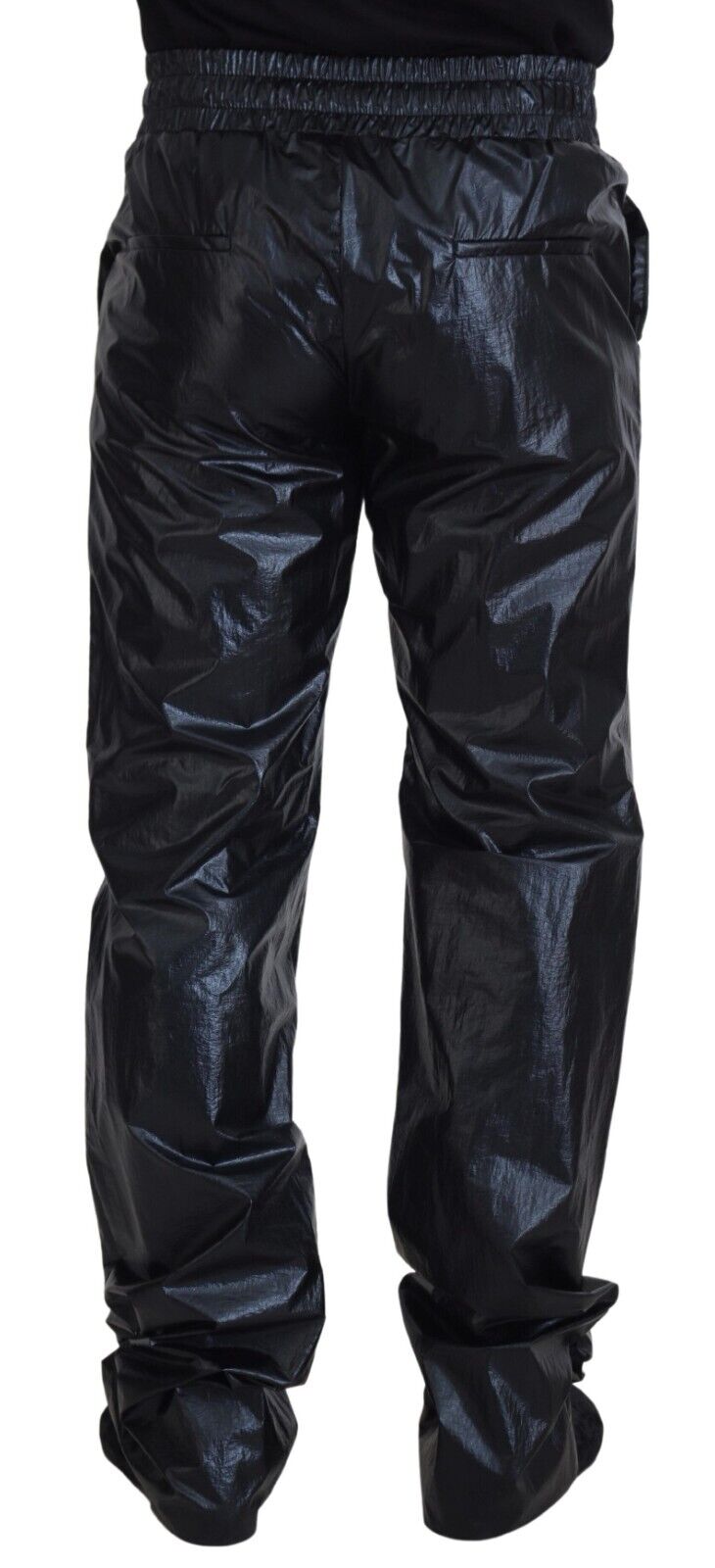 Dolce & Gabbana Black Shining Drawstring Trouser Nylon Pants