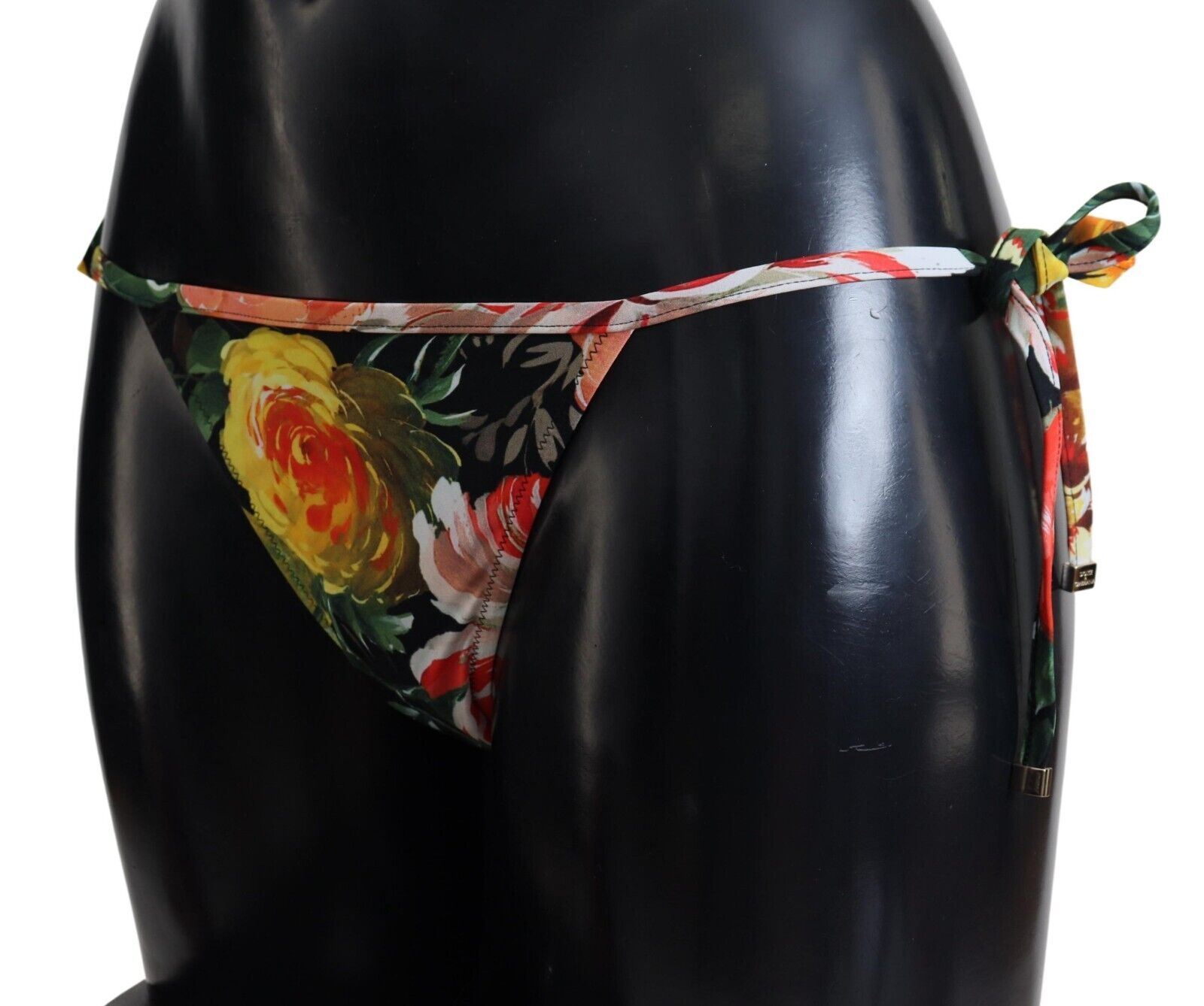 Dolce & Gabbana Black Floral Beachwear Swimsuit Bottom Bikini